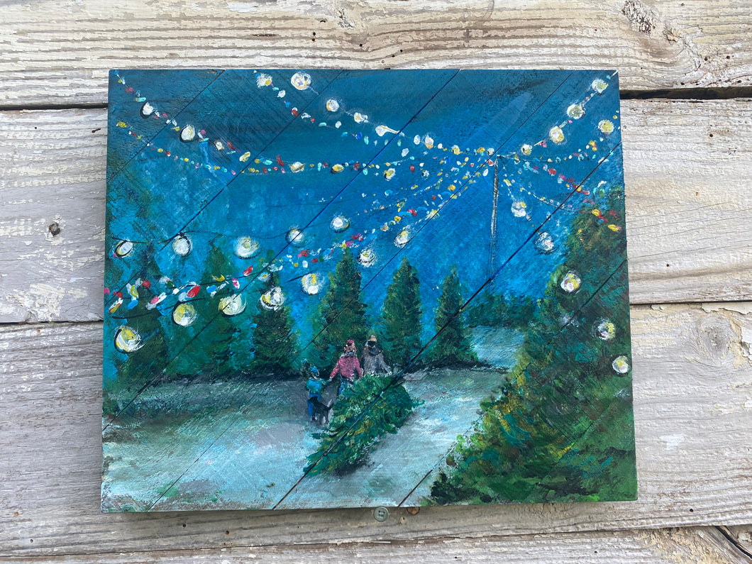 Christmas Tree Lot- Hand-painted Pallet Wood Wall Decor