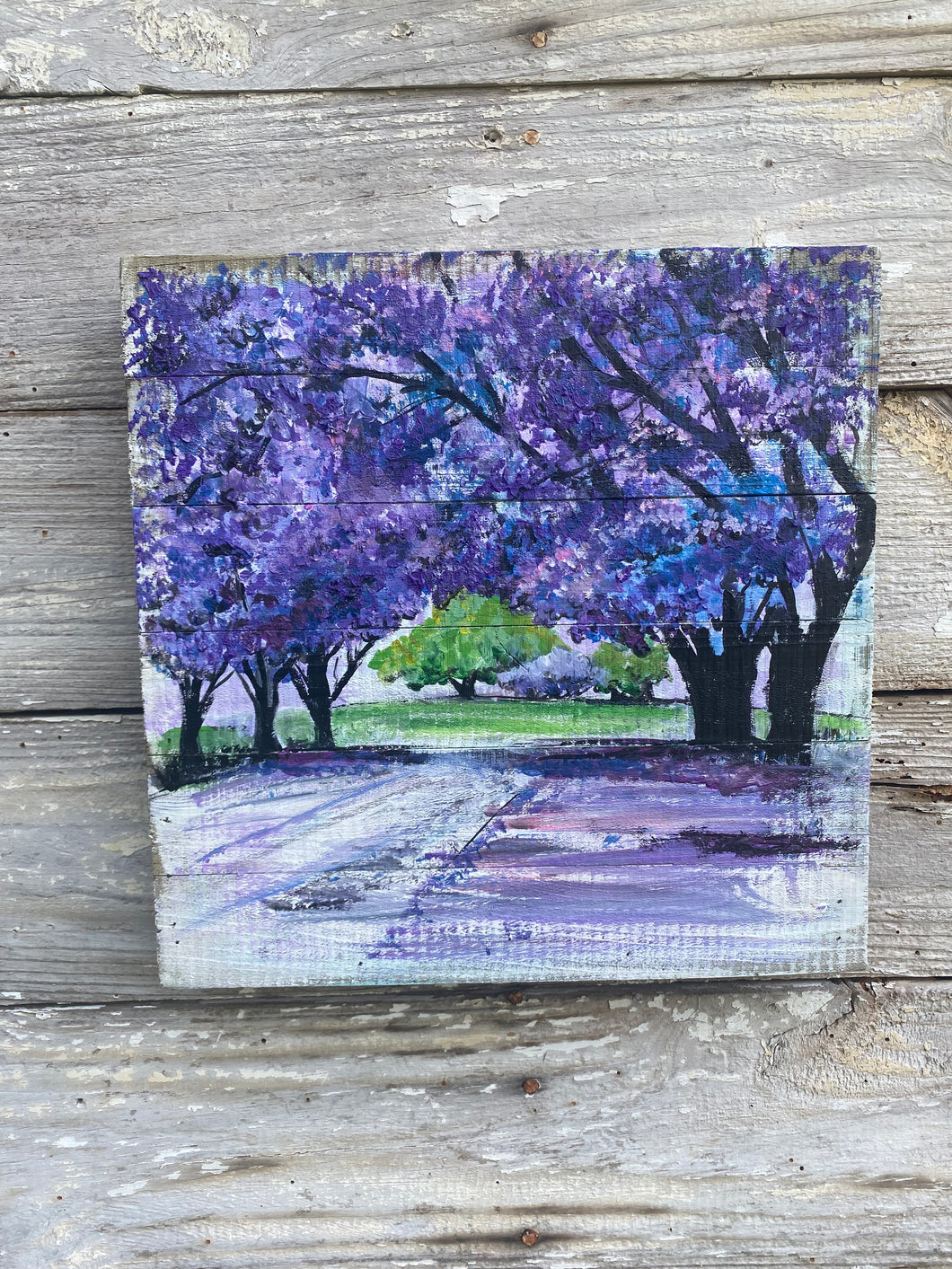 Jacarda Trees - Hand-painted Pallet Wood Wall Decor