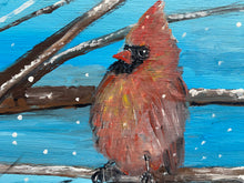 Load image into Gallery viewer, Original reclaimed wood painting “Cardinals in the Snow”
