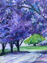 Load image into Gallery viewer, Jacarda Trees - Hand-painted Pallet Wood Wall Decor
