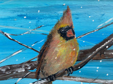 Load image into Gallery viewer, Original reclaimed wood painting “Cardinals in the Snow”
