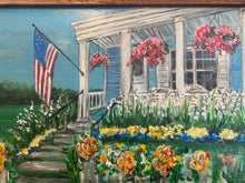 Load image into Gallery viewer, SOLD Porch with Flag #2 . Original reclaimed wood painting.
