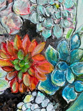 Load image into Gallery viewer, Succulents. Original painting on reclaimed wood
