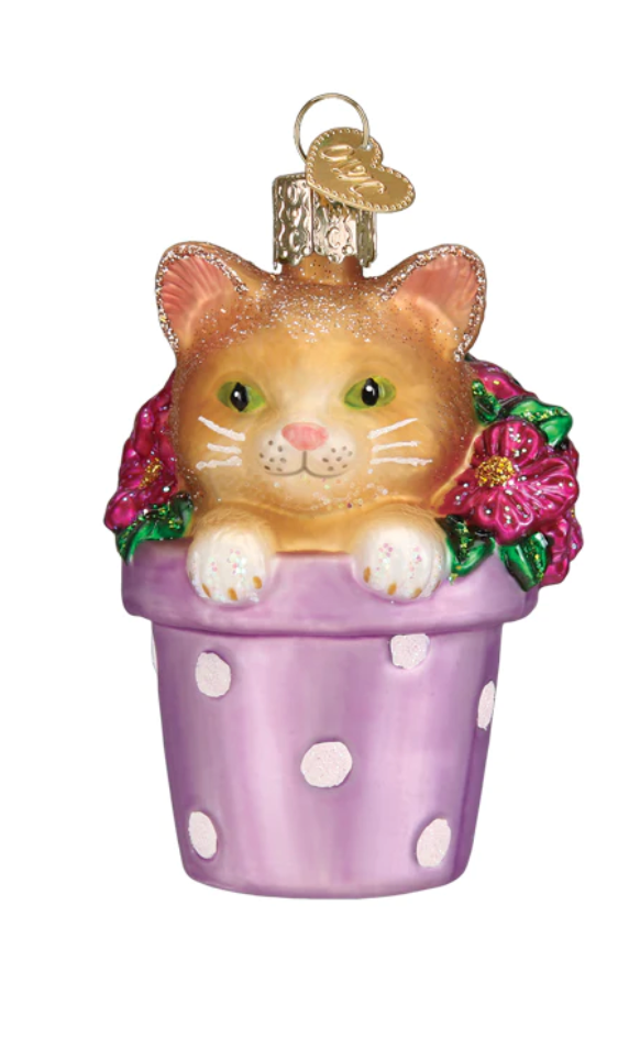 Kitten in Flower Pot Ornament - Old World Christmas