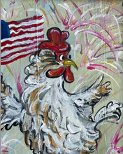 Load image into Gallery viewer, Patriotic Chicken reclaimed wood painting
